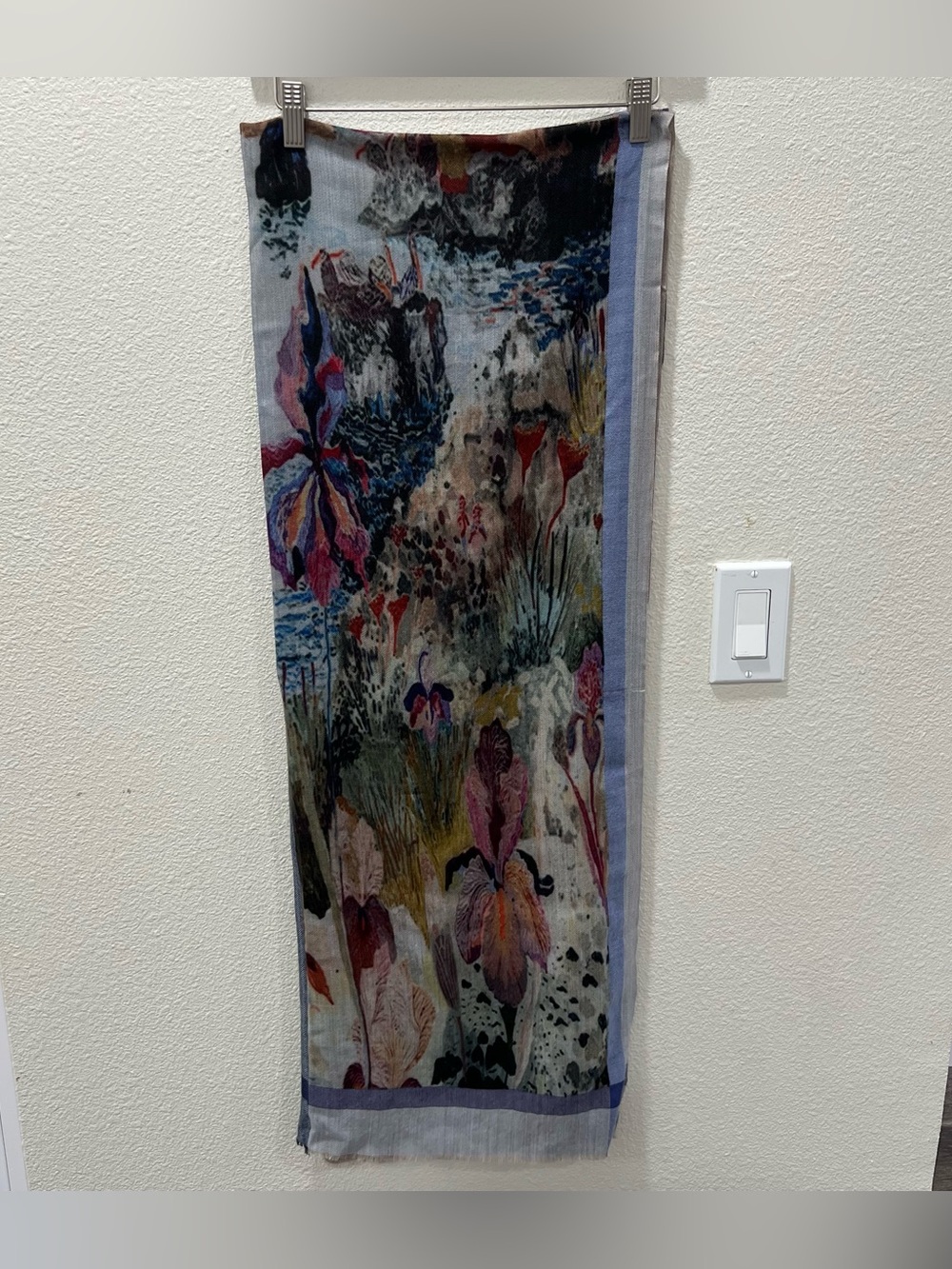 Silk Wool Blend Floral Multicolor Lightweight Women's Scarf Garden Print Cozy